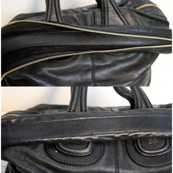 Givenchy Nightingale Black Leather Bag Satchel Bag Removable Strap Pockets - Picture 7 of 12